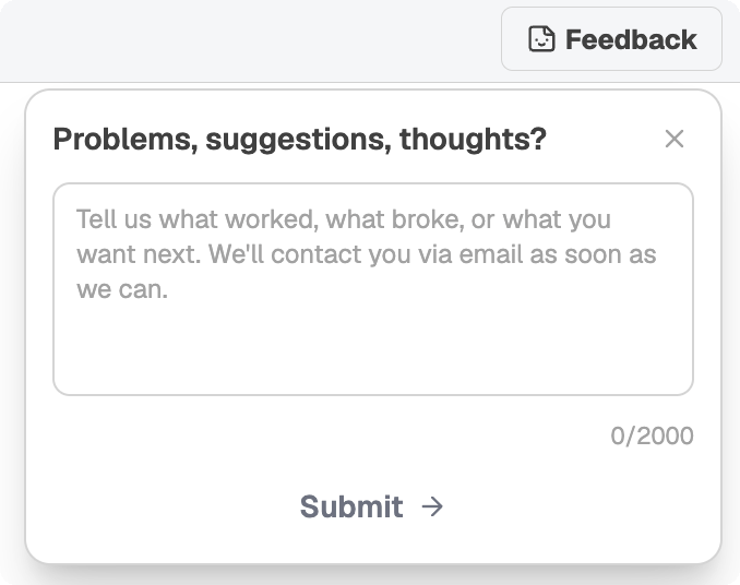 Feedback button in Mowgli
