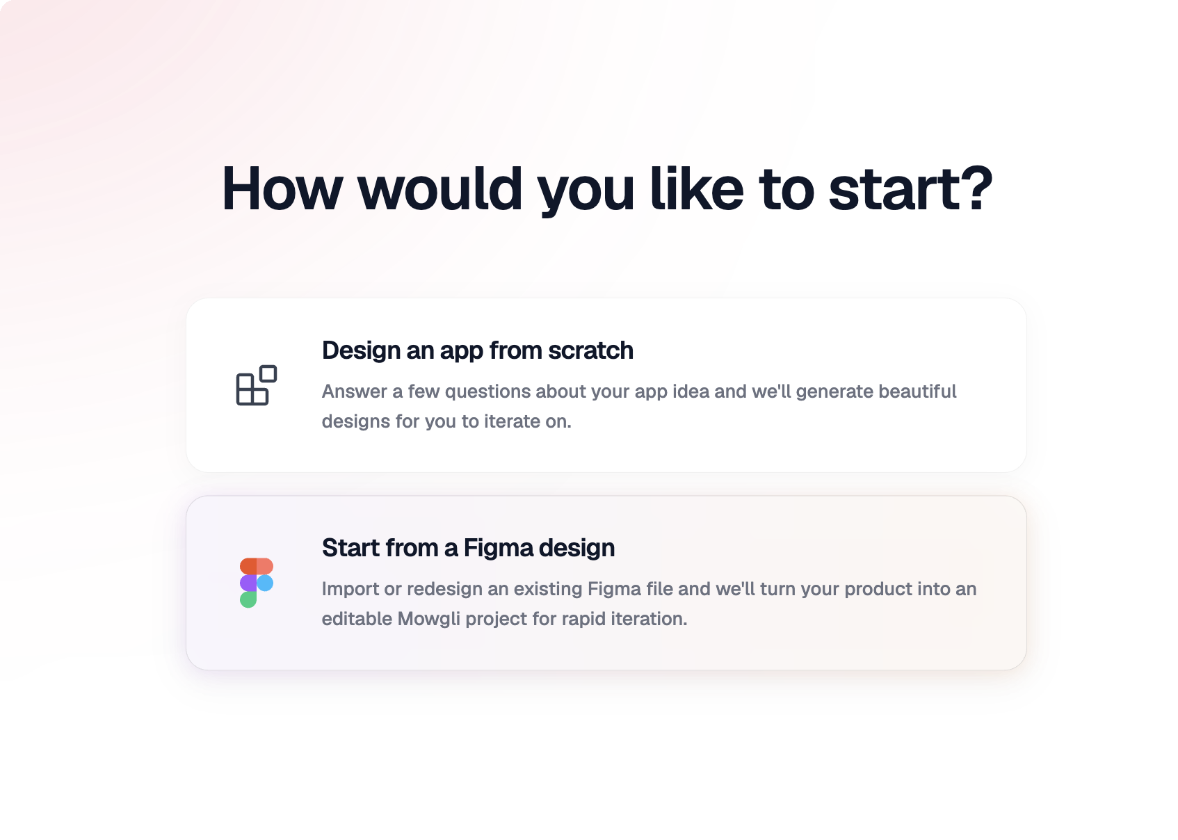 Figma import screen in Mowgli