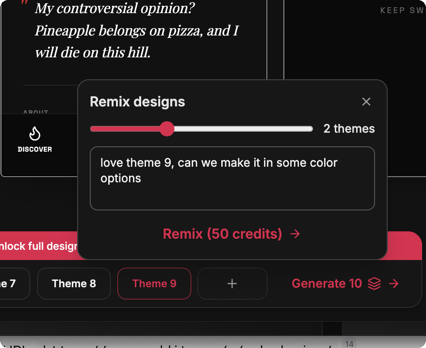Style steering remix panel in Mowgli