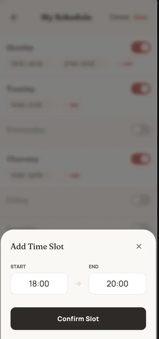 Soon - Adding Time Slot