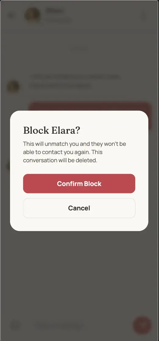 Soon - Block/Unmatch Confirmation