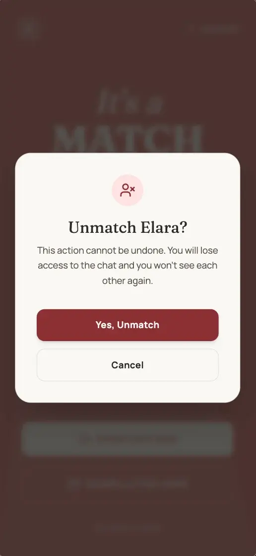 Soon - Unmatch Confirmation