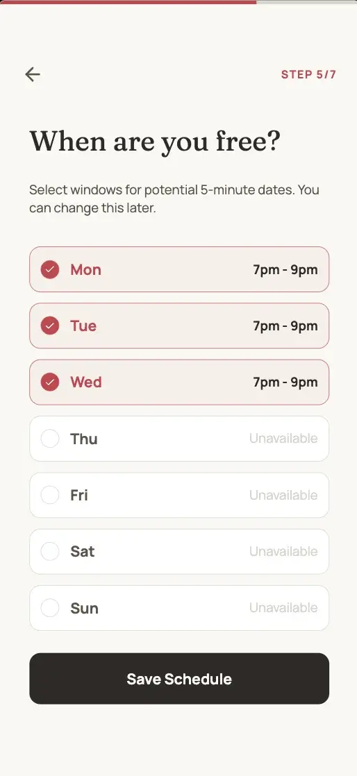 Soon - Step 5: Availability Setup