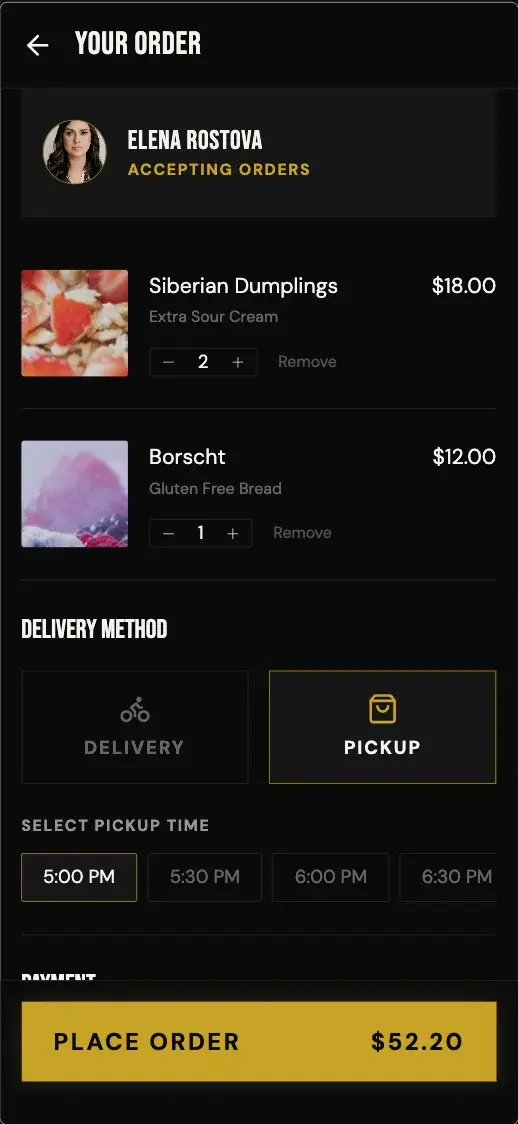 Off Menu - Pickup Selected