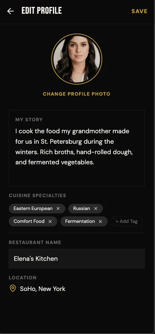 Off Menu - Viewing Profile