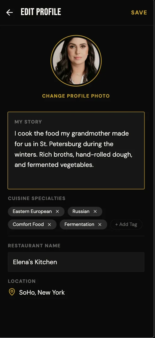 Off Menu - Editing Bio