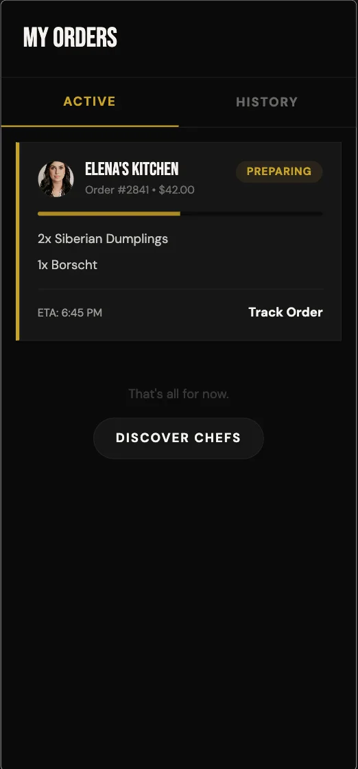 Off Menu - Active Orders Tab
