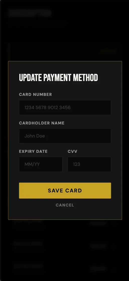 Off Menu - Update Payment Method