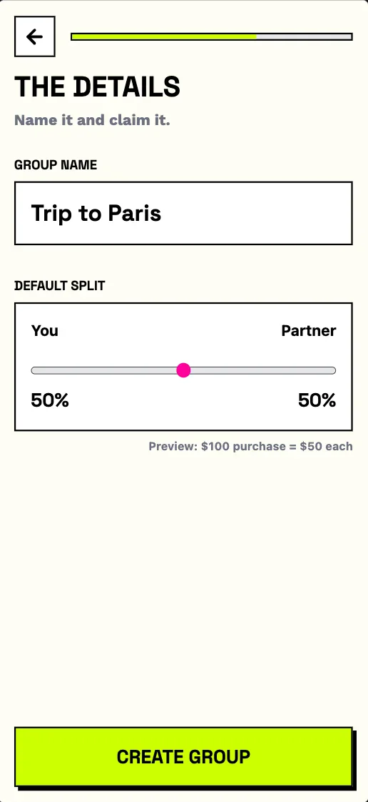 Splitto - Step 2: Group Details