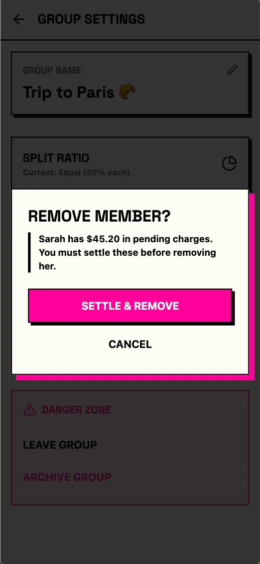 Splitto - Remove Member Confirmation