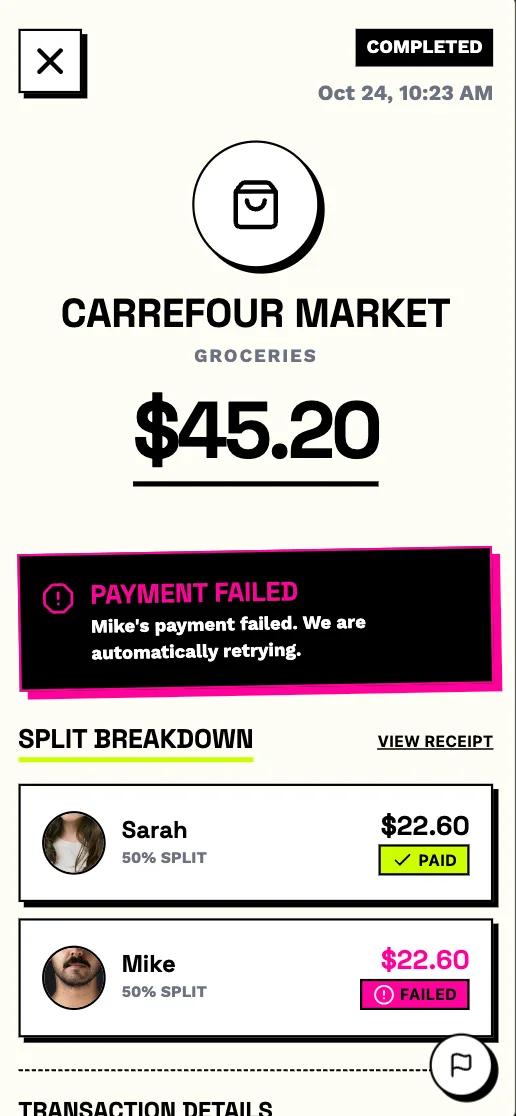 Splitto - Failed Payments